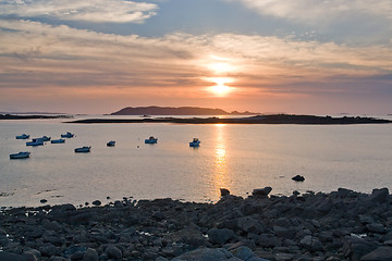 Image showing sundown at Pink Granite Coast