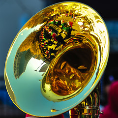 Image showing high school band tuba player