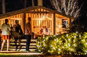 Image showing visitors viewing live nativity play during christmas