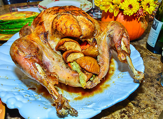 Image showing table set up before thanksgiving dinner