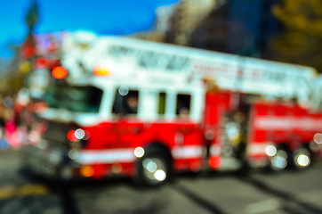 Image showing abstract and defocused image of a thanksgiving parade in a big c