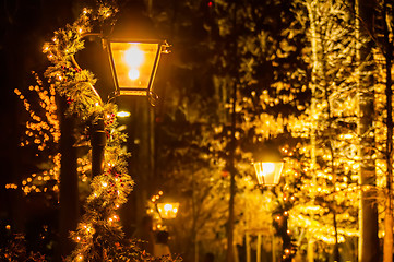 Image showing street lights decorated for christmas