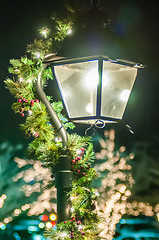 Image showing street lights decorated for christmas