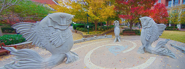 Image showing giant fish structures in the green park in charlotte uptown