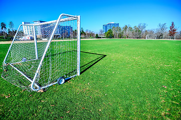 Image showing soccer field on a sunny day in a Public Park