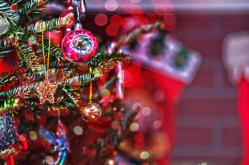 Image showing christmas tree ornaments and decorations