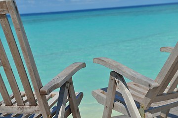 Image showing tropical beach chairs