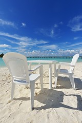 Image showing tropical beach chairs