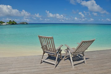 Image showing tropical beach chairs