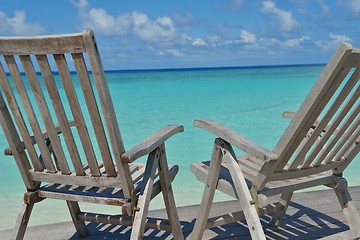 Image showing tropical beach chairs