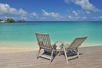 Image showing tropical beach chairs