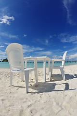 Image showing tropical beach chairs