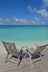 Image showing tropical beach chairs
