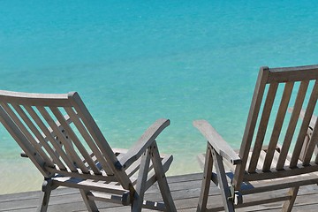 Image showing tropical beach chairs