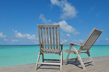 Image showing tropical beach chairs