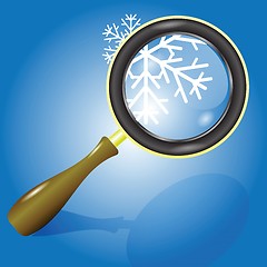 Image showing snow flake and magnifying glass