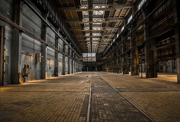 Image showing Large industrial hall of a repair station