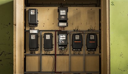 Image showing Electrical fuseboxes and power lines