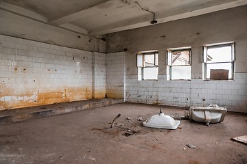 Image showing Old tiled wall of an industrial building