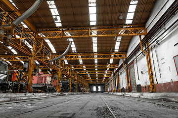 Image showing Large industrial hall of a repair station