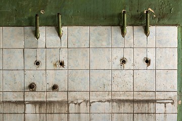 Image showing Old tiled wall of an industrial building