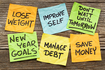 Image showing New Year goals or resolutions