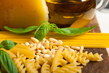 Image showing Italian basil pesto pasta ingredients