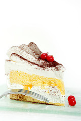 Image showing whipped cream and ribes dessert cake slice