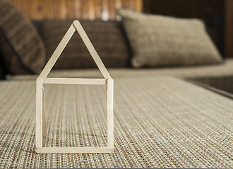 Image showing Model house made of wooden sticks