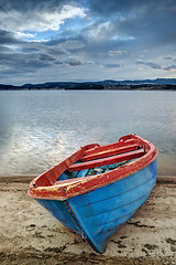 Image showing Boat on a lake in the mountains