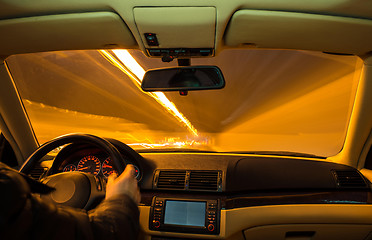 Image showing Car interior on driving.