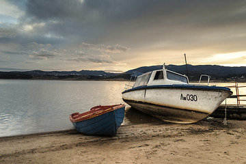 Image showing Boat on a lake in the mountains