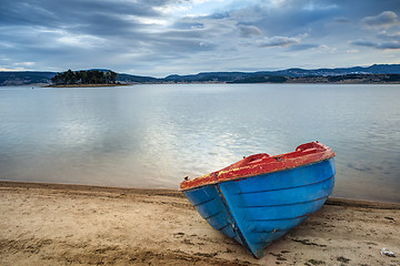 Image showing Boat on a lake in the mountains