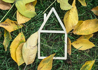 Image showing Model house made on green grass