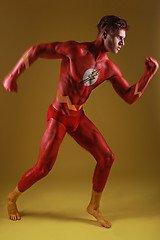 Image showing Body Painted Man as Fantasy Generic Superhero  