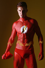 Image showing Body Painted Man as Fantasy Generic Superhero  