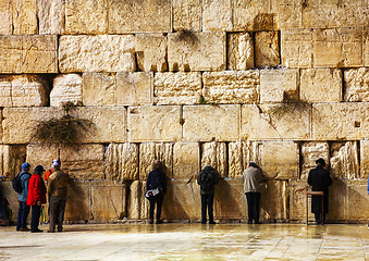 Image showing The Western Wall in Jerusalem, Israel in the night