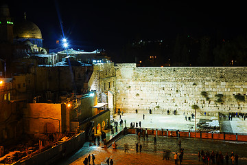 Image showing The Western Wall in Jerusalem, Israel in the night