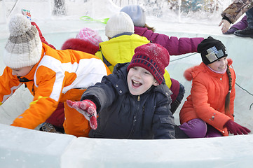 Image showing Winter children's entertainments. Ice bowl.