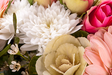 Image showing Bouquet of fresh pink and white flowers