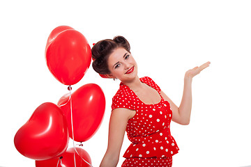 Image showing smiling young attractive girl woman with red lips isolated