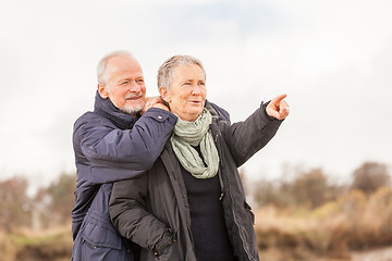 Image showing happy senior couple elderly people together outdoor