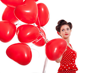 Image showing smiling young attractive girl woman with red lips isolated