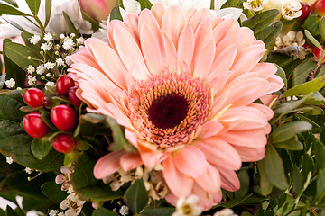 Image showing Bouquet of fresh pink and white flowers