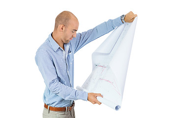 Image showing Architect reading a blueprint