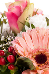 Image showing Bouquet of fresh pink and white flowers