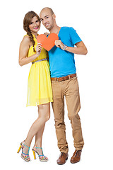 Image showing young smiling couple in love portrait isolated