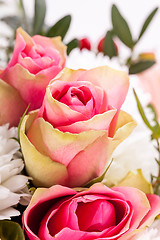 Image showing Bouquet of fresh pink and white flowers