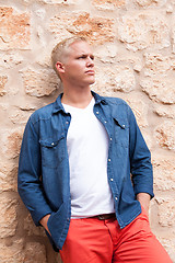 Image showing attractive young adult man standing outside 