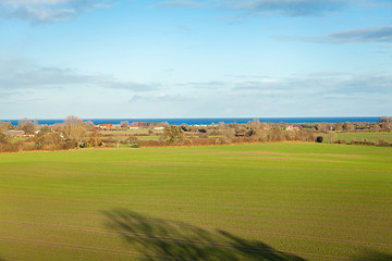 Image showing beautiful landscape in autum baltic see green field blue sky